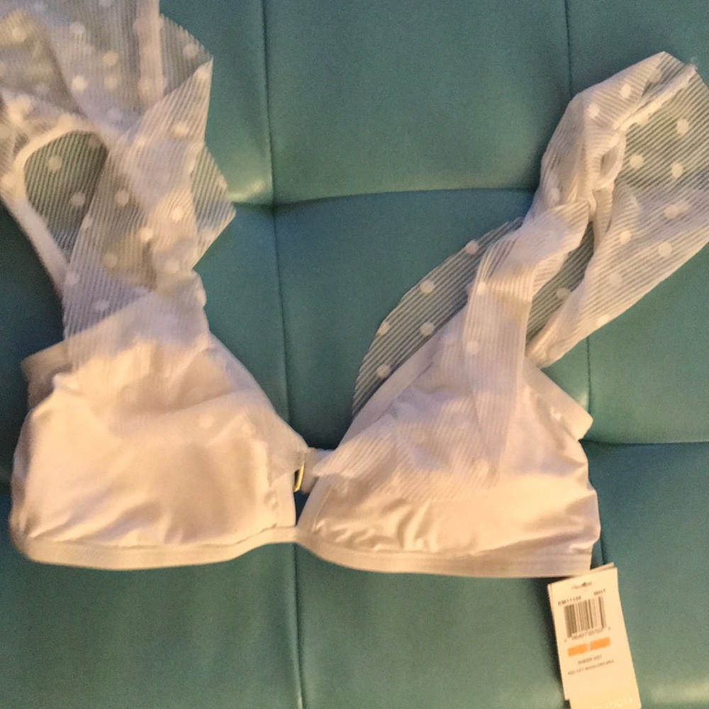 Ella Moss sheer dot shoulder bikini top